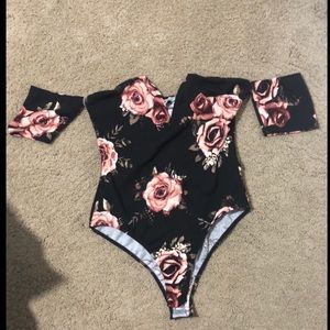 Rose print off the shoulder bodysuit medium